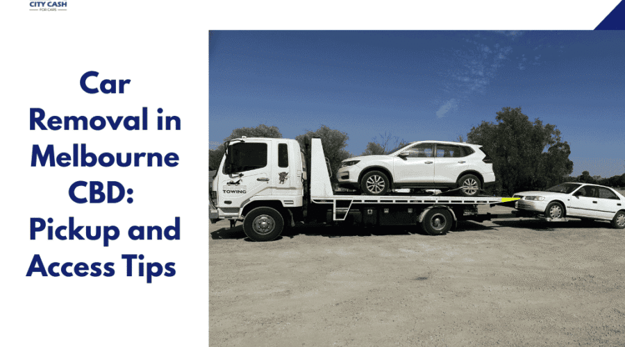 Car removal truck collecting vehicles in Melbourne CBD, demonstrating free towing and proper access handling for city car removal