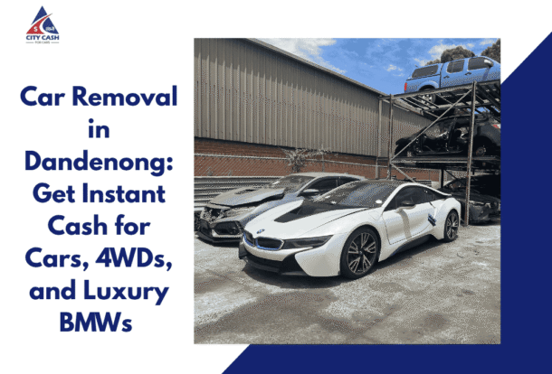 A luxury white BMW i8 and high-end vehicles parked at a professional salvage yard specializing in Car Removal in Dandenong.
