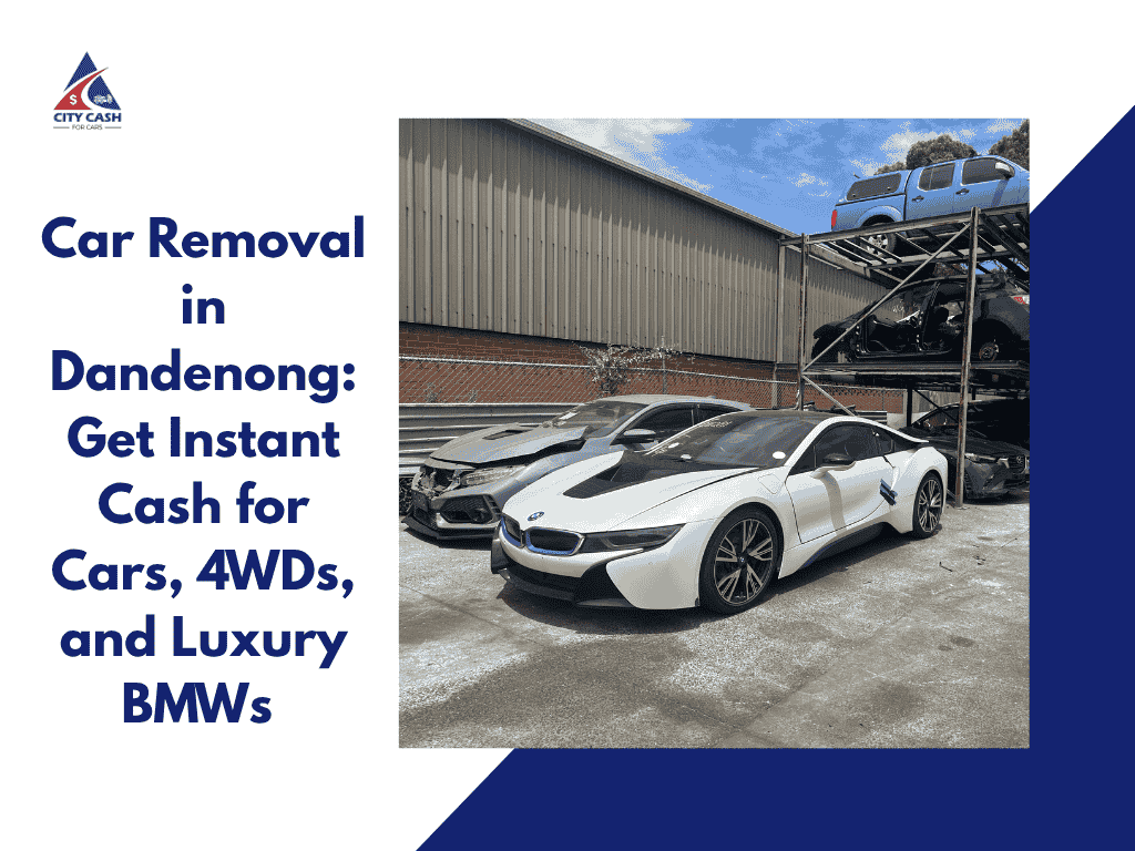 A luxury white BMW i8 and high-end vehicles parked at a professional salvage yard specializing in Car Removal in Dandenong.