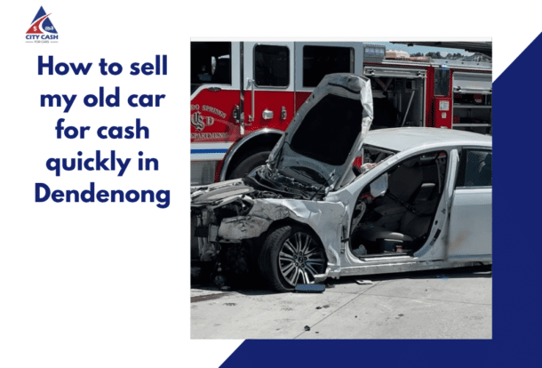 damaged car after accident with open hood being removed using free car removal in Dandenong service