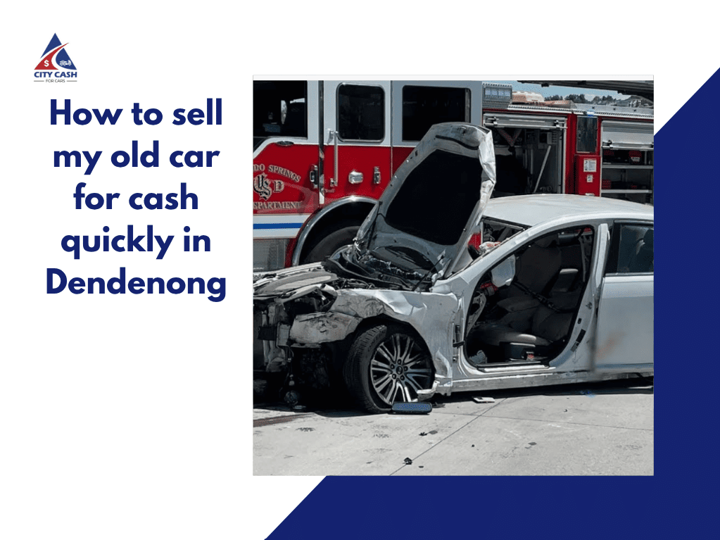 damaged car after accident with open hood being removed using free car removal in Dandenong service