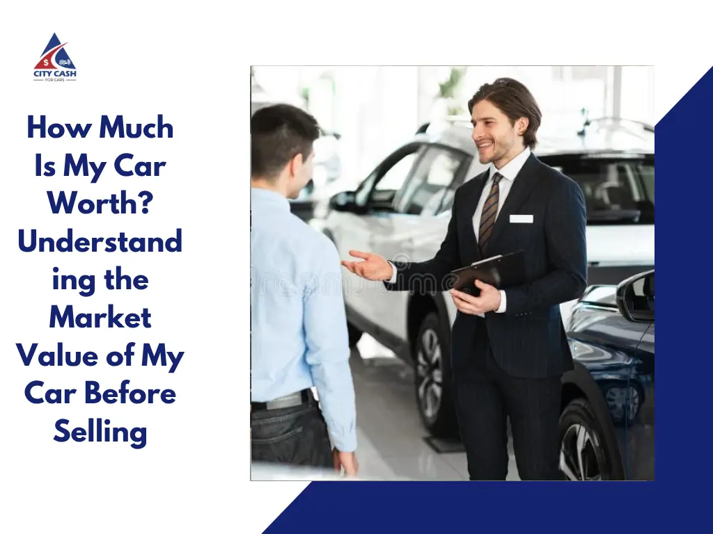 Car seller discussing vehicle valuation with a dealership representative to determine market value before selling a car.