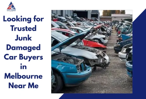 Junk and damaged vehicles parked in an auto salvage yard, representing trusted junk damaged car buyers in Melbourne near me.