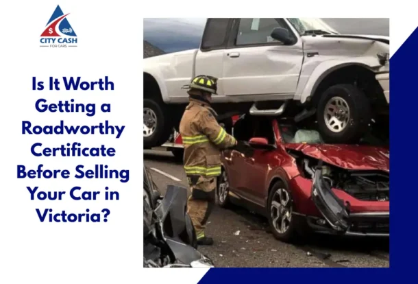 Damaged cars after an accident in Victoria before roadworthy inspection.