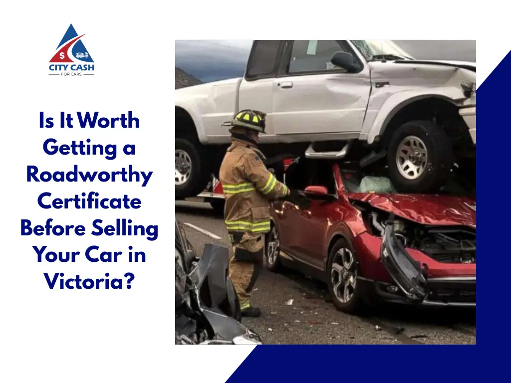 Damaged cars after an accident in Victoria before roadworthy inspection.