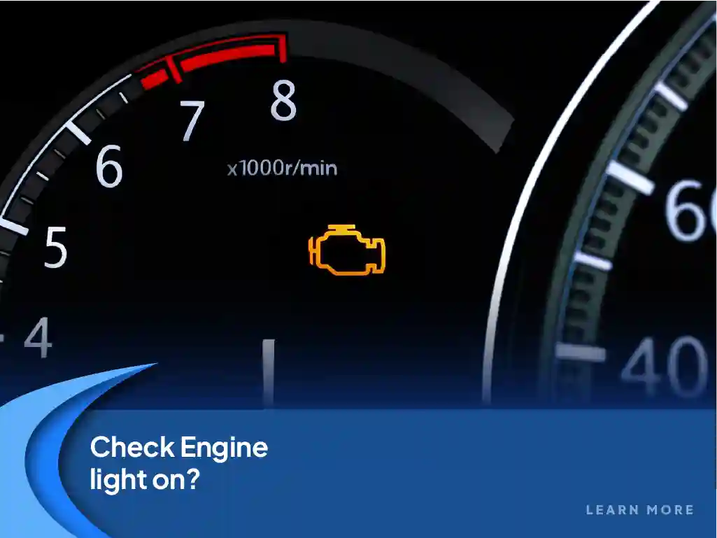 Check engine light on in car
